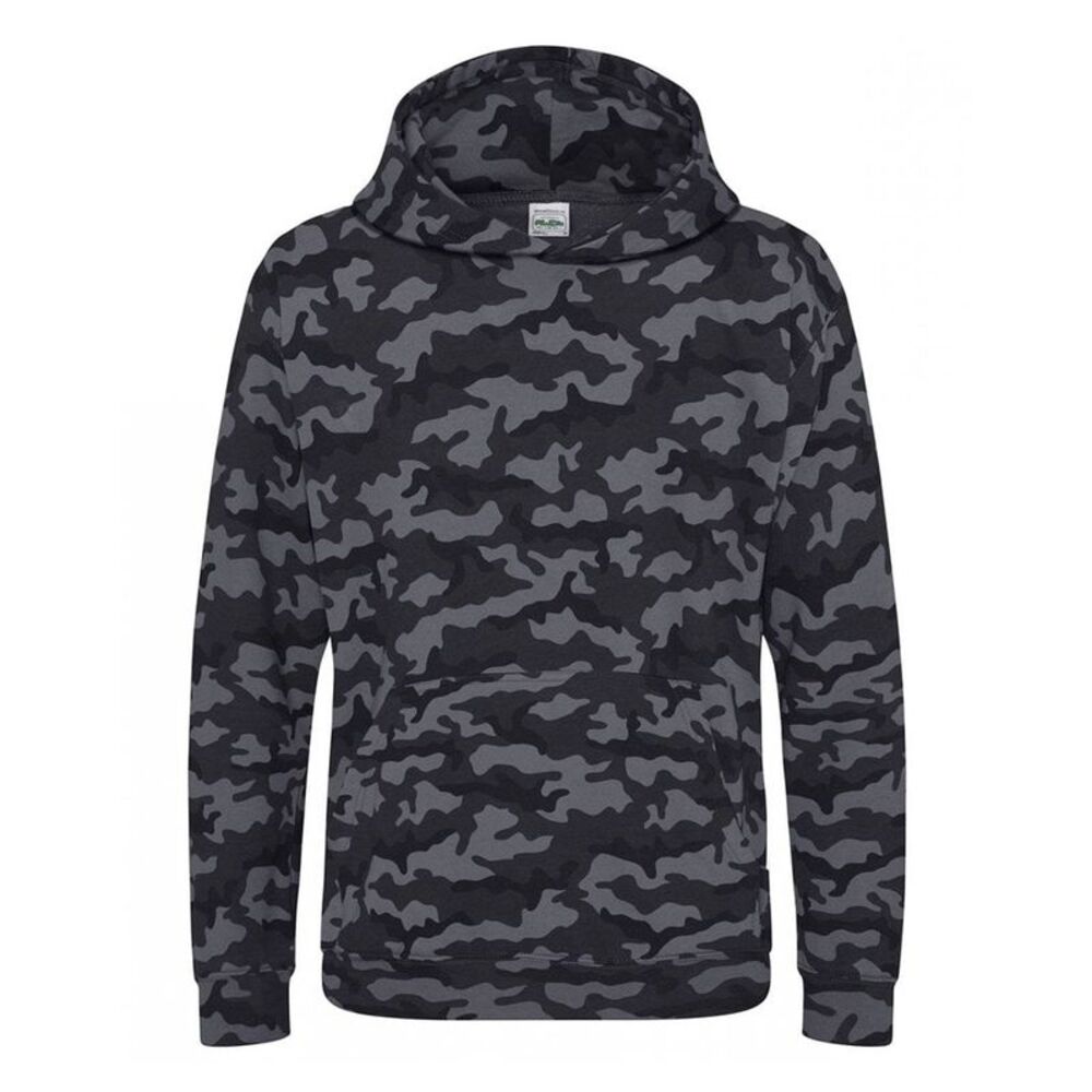 AWDis Childrens/Kids Camo Hoodie / Black Camo